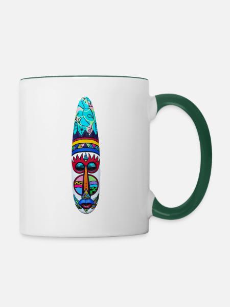 Esoterische Pop-Mystik-Maske - Tasse zweifarbig - Weiß/Dunkelgrün