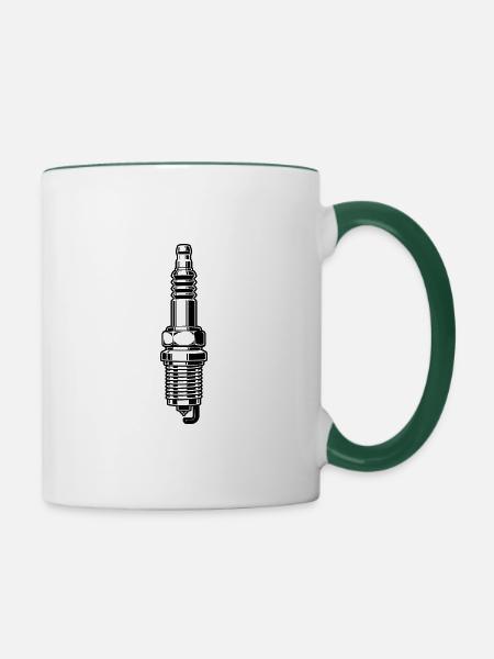 spark plug - Tasse zweifarbig - Weiß/Dunkelgrün