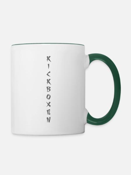 Kickboxen senkrecht - Tasse zweifarbig - Weiß/Dunkelgrün