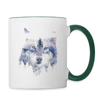 WOLF SPIRIT - Tasse zweifarbig - Weiß/Dunkelgrün - Rechts