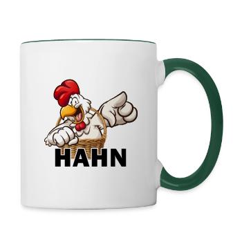 Ich bin der Hahn im Korb - Tasse zweifarbig - Weiß/Dunkelgrün - Rechts