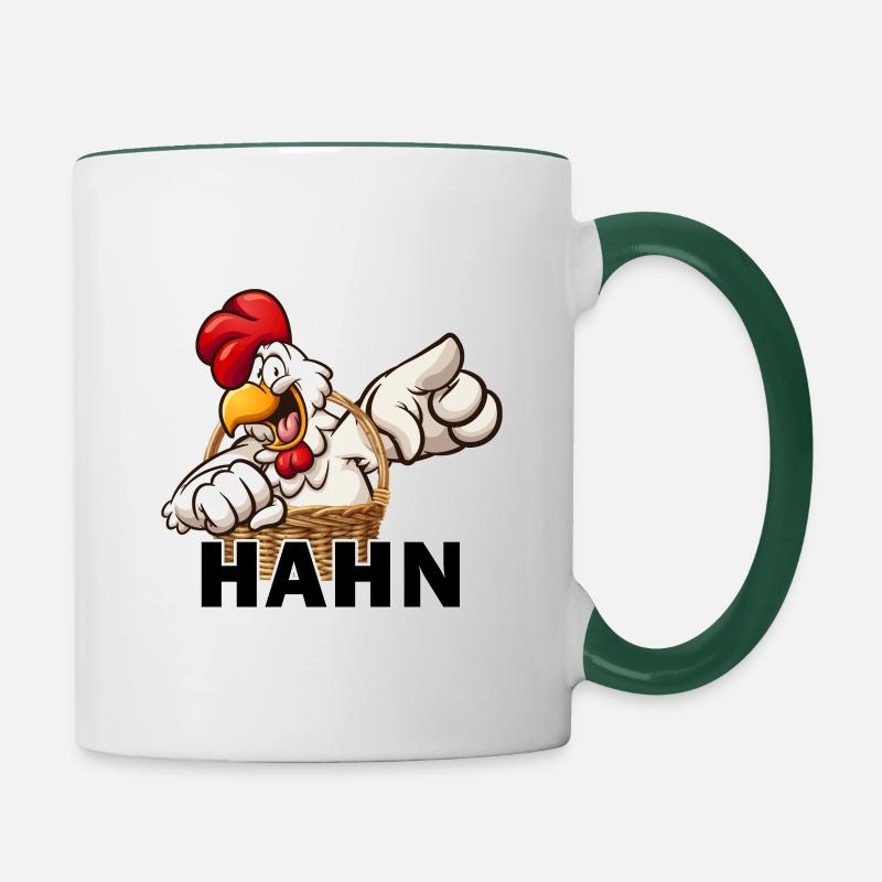 Ich bin der Hahn im Korb - Tasse zweifarbig - Weiß/Dunkelgrün