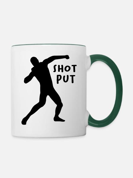 Kugelstoßen Design Geschenk - Tasse zweifarbig - Weiß/Dunkelgrün