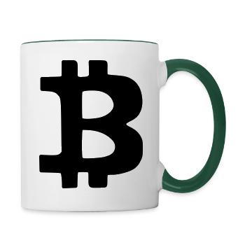 Bitcoin Crypto Currency Virtual Life Vector - Contrasting Mug - white/dark green - Right