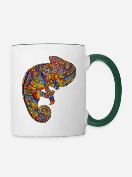 Colourful Chameleon - Tasse zweifarbig - Weiß/Dunkelgrün