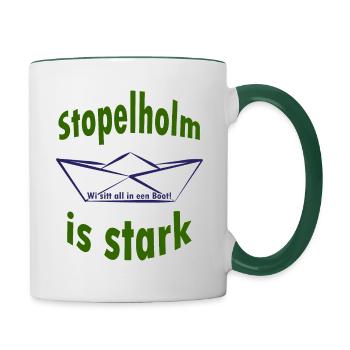 Stopelholm est fort - Wi sitt all in een Boot ! - Mug contrasté - blanc/vert foncé - Droite