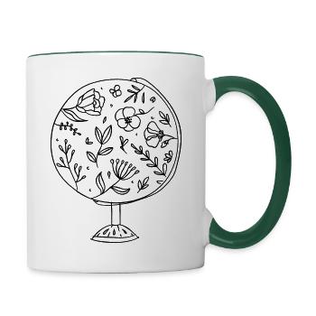 Globe botanique - Mug contrasté - blanc/vert foncé - Droite