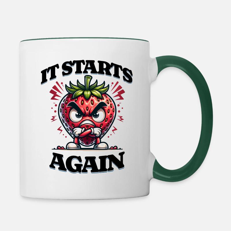 Es Beginnt Wieder: Periode, Menstruation, - Tasse zweifarbig - Weiß/Dunkelgrün