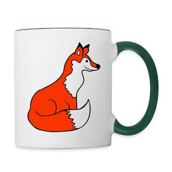 Fuchs Rotfuchs Wildes Tier Schlauer Wald Bewohner - Tasse zweifarbig - Weiß/Dunkelgrün - Rechts