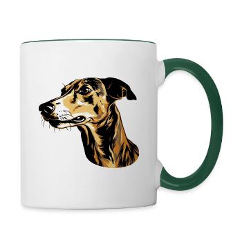 Greyhound Dog Head Animal - Contrasting Mug - white/dark green - Right