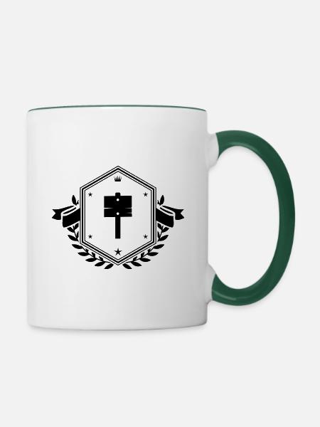 Wegweiser wappen - Tasse zweifarbig - Weiß/Dunkelgrün