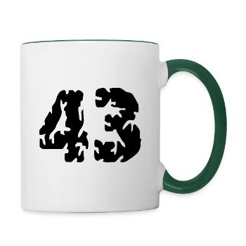 43 Zahl Trikot - Tasse zweifarbig - Weiß/Dunkelgrün - Rechts