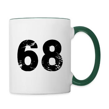 68 Zahl Trikot - Tasse zweifarbig - Weiß/Dunkelgrün - Rechts
