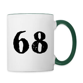 68 Zahl Trikot - Tasse zweifarbig - Weiß/Dunkelgrün - Rechts