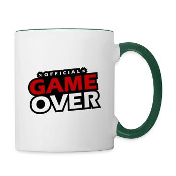 Game Over Spruch - Tasse zweifarbig - Weiß/Dunkelgrün - Rechts