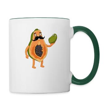 Papaya Lustiges Papa Vater Vegan Vegetarier - Tasse zweifarbig - Weiß/Dunkelgrün - Rechts