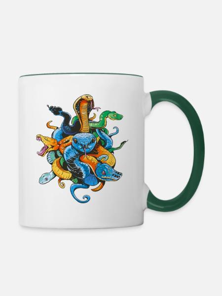 Schlangenbesitzer Reptilienpfleger Retro - Tasse zweifarbig - Weiß/Dunkelgrün