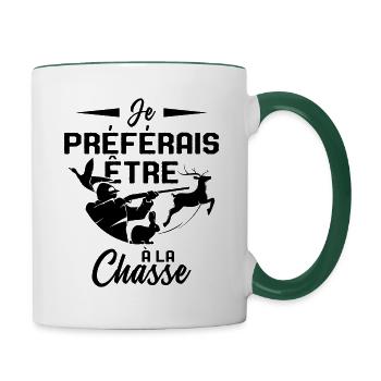 Funny idea of hunting gift for a hunter - Contrasting Mug - white/dark green - Right