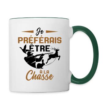 Funny idea of hunting gift for a hunter - Contrasting Mug - white/dark green - Right