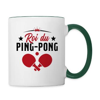 Le Roi Du Ping Pong Humour Cadeau - Mug contrasté - blanc/vert foncé - Droite