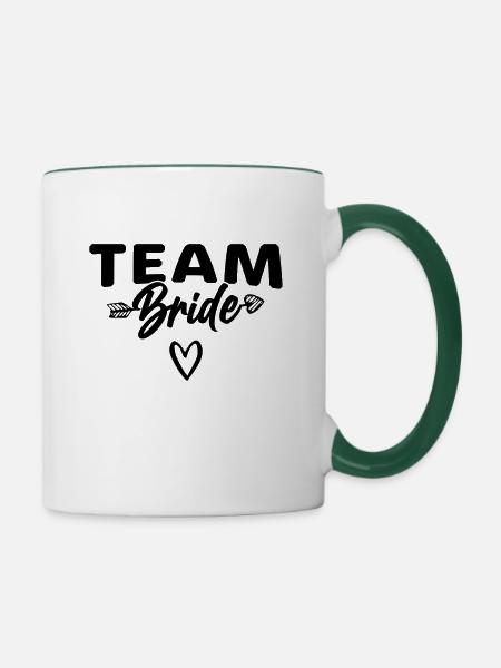 Team Braut Bride - Tasse zweifarbig - Weiß/Dunkelgrün