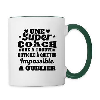 Une Super Coach Idée Femme Cadeau Humour - Mug contrasté - blanc/vert foncé - Droite