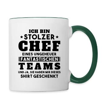 Ich bin Stolzer Chef Geschenkidee - Tasse zweifarbig - Weiß/Dunkelgrün - Rechts