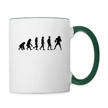 Evolution du joueur de rugby - Mug contrasté - blanc/vert foncé - Droite