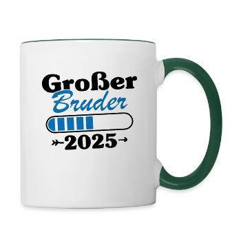 Großer Bruder Loading 2025 - Tasse zweifarbig - Weiß/Dunkelgrün - Rechts
