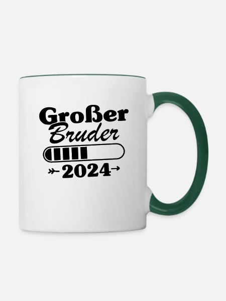 Großer Bruder Loading 2024 - Tasse zweifarbig - Weiß/Dunkelgrün