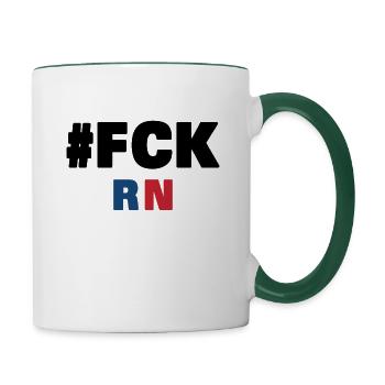 Fck rn - Tasse zweifarbig - Weiß/Dunkelgrün - Rechts