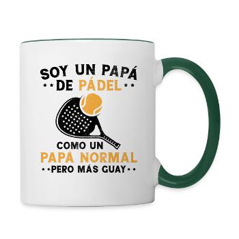 Je suis un papa Padelera Fête des pères Fun - Mug contrasté - blanc/vert foncé - Droite