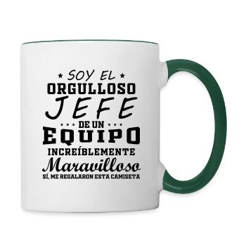 Plaisir pour le patron dans le bureau patron pride - Mug contrasté - blanc/vert foncé - Droite