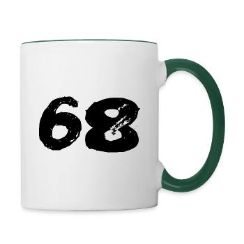 68 Zahl Trikot - Tasse zweifarbig - Weiß/Dunkelgrün - Rechts