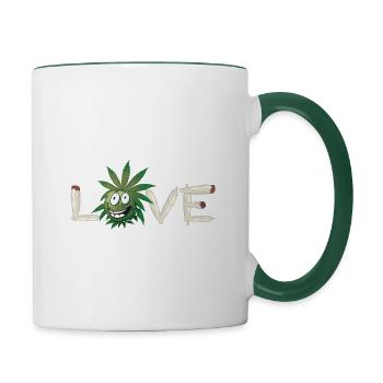 Mauvaise herbe d’amour - Mug contrasté - blanc/vert foncé - Droite