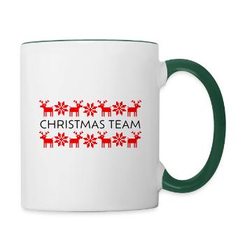 Elch Sterne Norwegen Ugly Christmas Team Santa - Tasse zweifarbig - Weiß/Dunkelgrün - Rechts