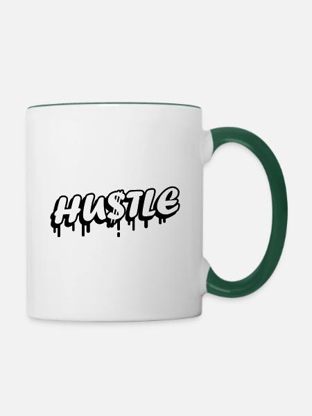 Hustle Quote - Tasse zweifarbig - Weiß/Dunkelgrün