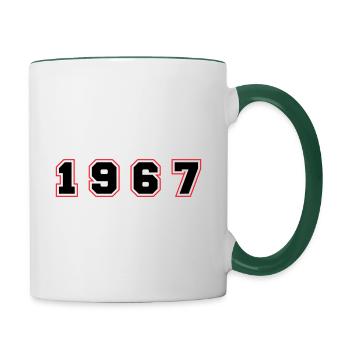 1967 Jahr Zahl - Tasse zweifarbig - Weiß/Dunkelgrün - Rechts