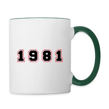 1981 Jahr Zahl - Tasse zweifarbig - Weiß/Dunkelgrün - Rechts