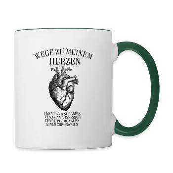 Vintage Wege Herz Ärzte Krankenschwester Geschenk - Tasse zweifarbig - Weiß/Dunkelgrün - Rechts