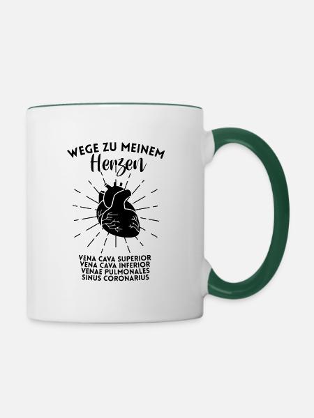 Vintage Wege Herz Ärzte Krankenschwester Geschenk - Tasse zweifarbig - Weiß/Dunkelgrün