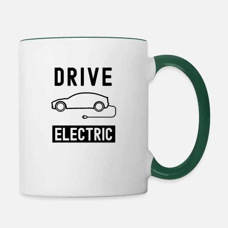 Drive Electric Electric Car Auto Battery Gift - Contrasting Mug - white/dark green