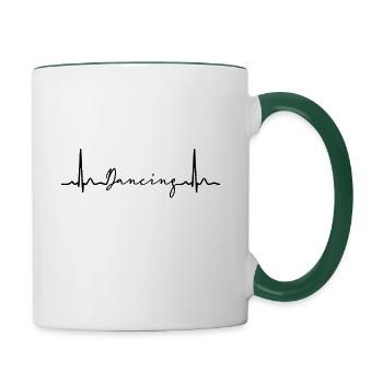Heartbeat Dancing Herzschlag Tänzer tanzen EKG - Tasse zweifarbig - Weiß/Dunkelgrün - Rechts