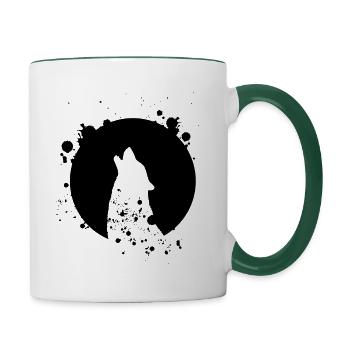 Wolf Men's Silhouette Animal Motif Owo Germanen - Contrasting Mug - white/dark green - Right