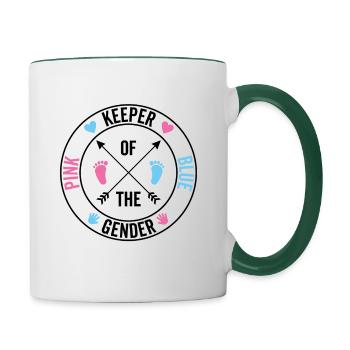 Keeper Of The Gender - Gender Reveal Pink or Blue - Mug contrasté - blanc/vert foncé - Droite