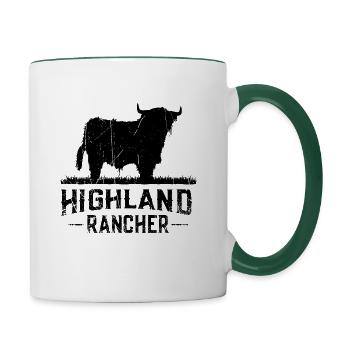 Highland Rancher Vache des Highlands - Mug contrasté - blanc/vert foncé - Droite