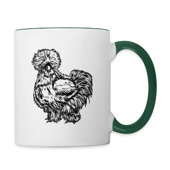 Poulet de soie dessin - Mug contrasté - blanc/vert foncé - Droite