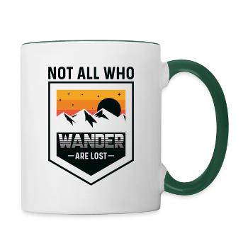 Compass Hiking Not All Those Who Wander are Lost - Contrasting Mug - white/dark green - Right