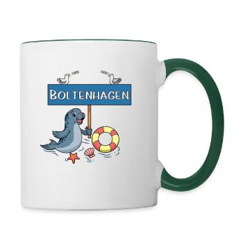 Moin Moin - Ostseebad Boltenhagen - Tasse zweifarbig - Weiß/Dunkelgrün - Rechts