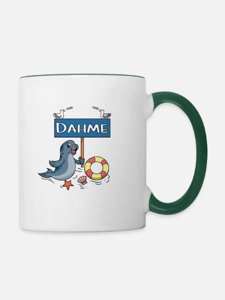 Moin Moin - Ostseeheilbad Dahme - Tasse zweifarbig - Weiß/Dunkelgrün